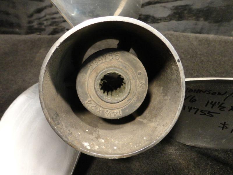 USED JOHNSON/EVINRUDE 14 1/2 x 24p RAKER V6 STAINLESS STEEL PROPELLER BOAT PROP, US $89.50, image 2