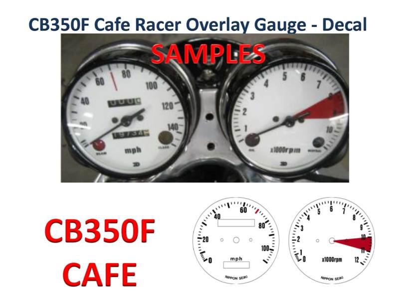 Honda restore cafe racer cb350f four 350k gauge face overlay decal applique wht
