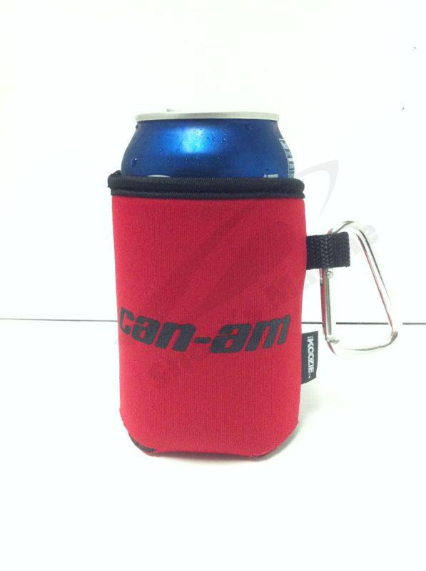 * brp can-am red collapsible can koozie cooler w/carabiner