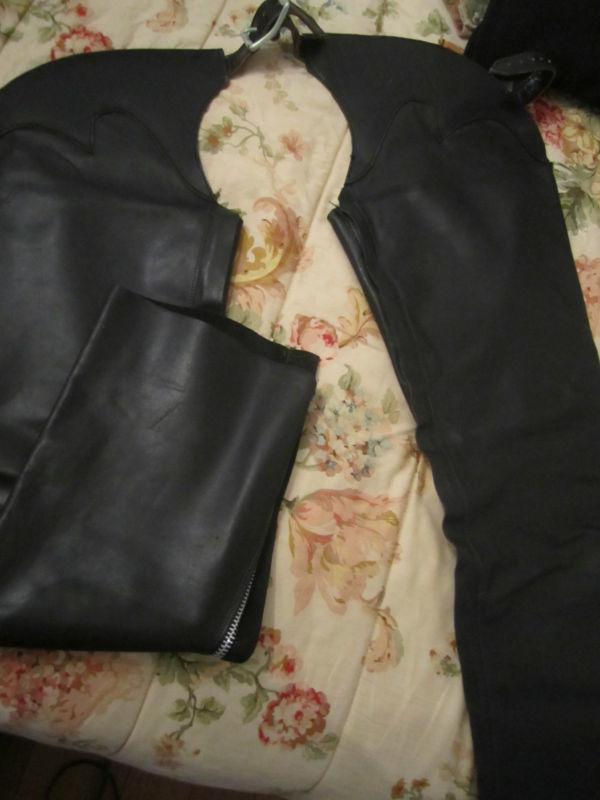 Wms leather chaps motorcyle/equestrian black size m/l horse/bike riders