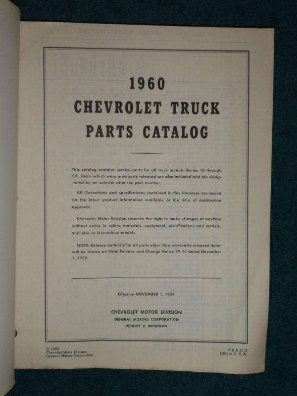 Purchase 1960 CHEVROLET TRUCK PARTS CATALOG / ORIGINAL BOOK in Benton