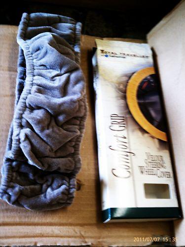 Velour gray steering wheel cover