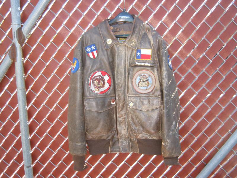 Cabelas brown leather bomber style jacket size large regular mens used unique