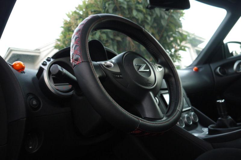 NEW CIRCLE COOL BLACK+RED STITCH LEATHER STEERING WHEEL WRAP COVER 57012 HONDA, US $19.99, image 4
