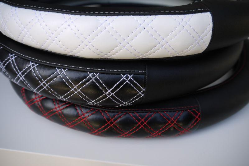 NEW CIRCLE COOL BLACK+RED STITCH LEATHER STEERING WHEEL WRAP COVER 57012 HONDA, US $19.99, image 9