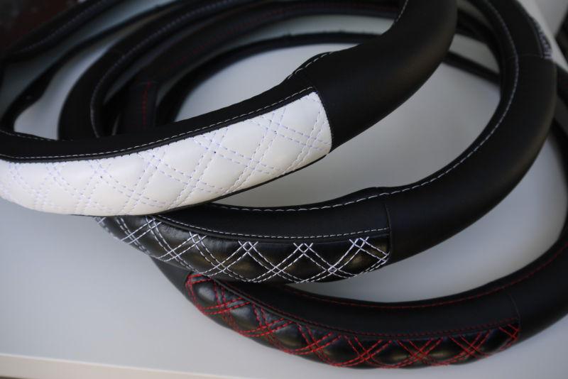 NEW CIRCLE COOL BLACK+RED STITCH LEATHER STEERING WHEEL WRAP COVER 57012 HONDA, US $19.99, image 10