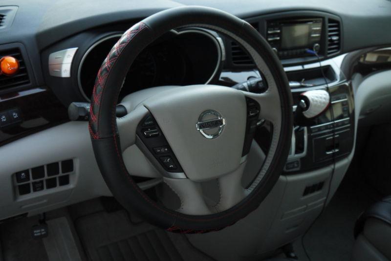 NEW CIRCLE COOL BLACK+RED STITCH LEATHER STEERING WHEEL WRAP COVER 57012 HONDA, US $19.99, image 12