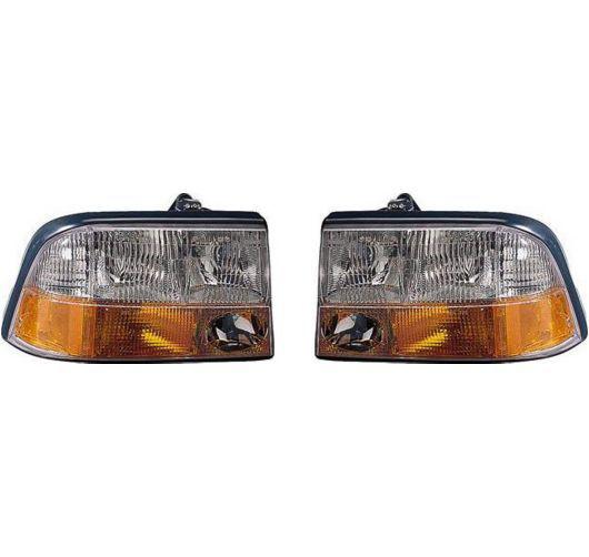 Gmc s-15 truck headlight headlamp w/integrated fog light left & right pair set