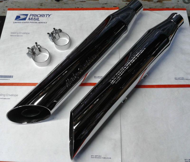 Harley davidson chrome slashout muffler kit, 2005-later flstn, oem# 80461-05