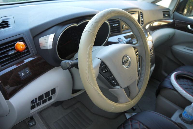 Dodge ford leather wrap steering wheel cover beige car truck circle cool 57003