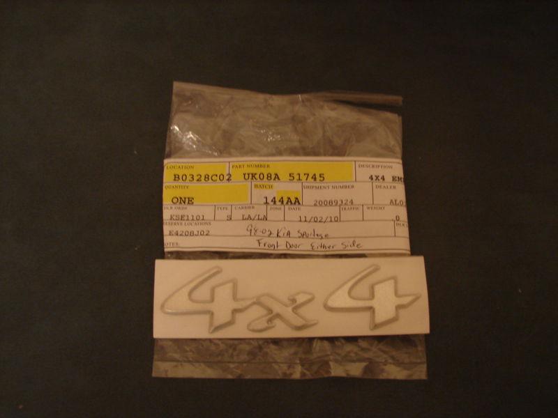 1998,98,99,00,01,02 kia sportage 4x4 door emblem new oem uk08a51745