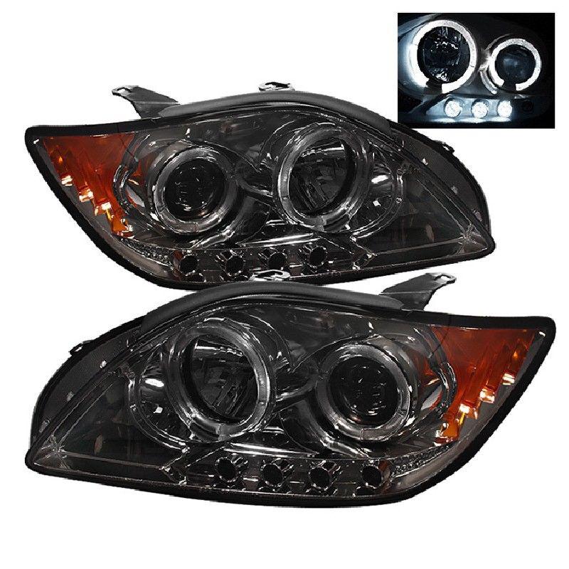 Tln scion tc 05-10 halo led projector headlights smoke w/ free super white bulb
