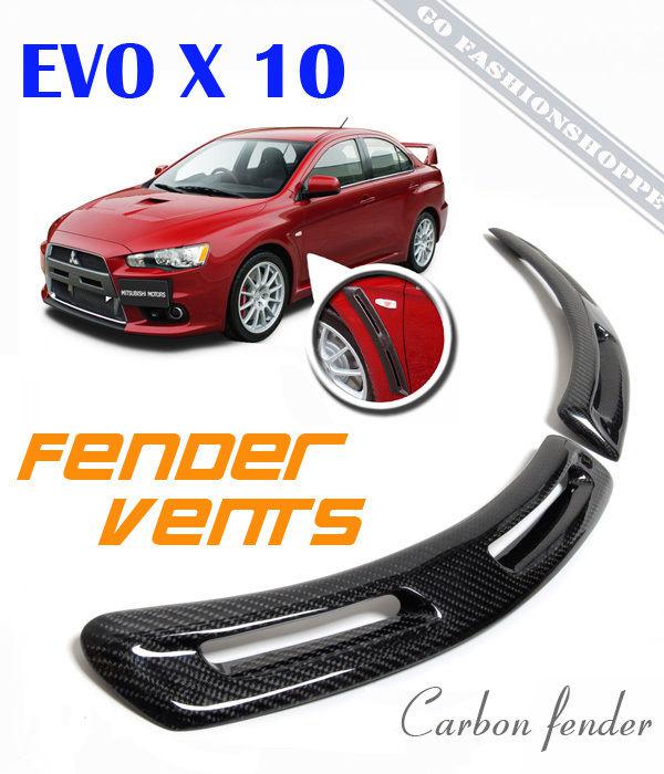Mitsubishi evolution x evo 10 varis style carbon fiber front fender vents 2pc b8
