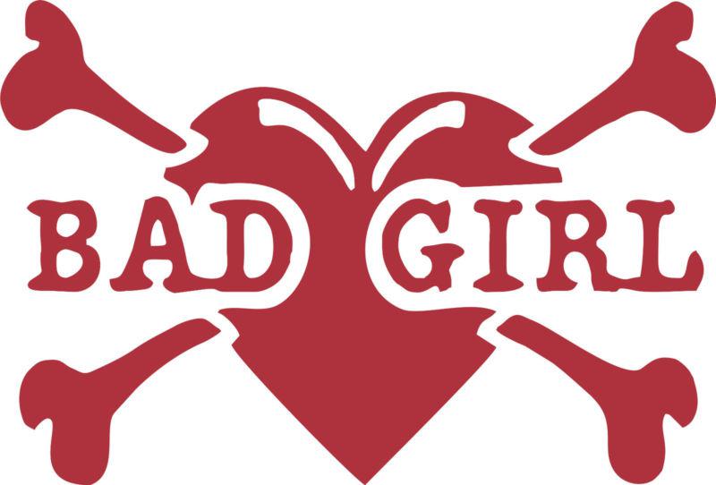 Love heart bad girl cross bones car truck window wall laptop vinyl decal sticker