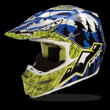 Size Medium Fly Racing HMK F2 Carbon Pro Snowmobile ATV Helmet Blue Lime Green, US $269.95, image 3