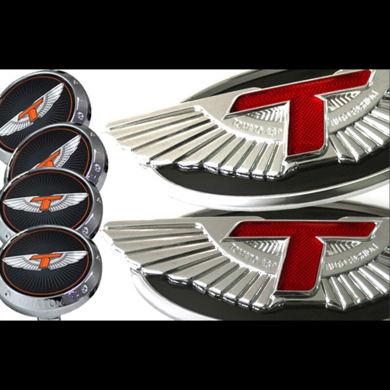 Kia sorento r sportage r optima forte t-wing front + rear emble + wheel cap 7pc