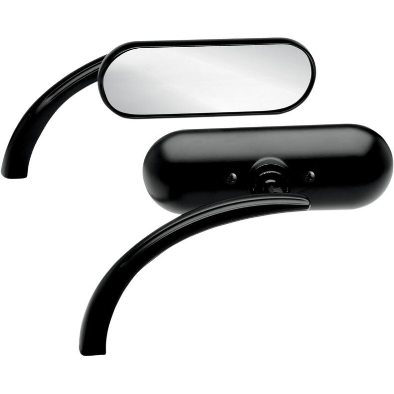 Arlen ness mini oval black micro mirrors set for harley & metric models 