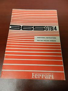 Ferrari 365 gtb/4 daytona '73 47/71 usa spec supplemental owners handbook manual