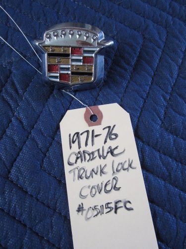 1971-1976 cadillac trunk lock cover assemby- eldorado deville fleetwood - good!