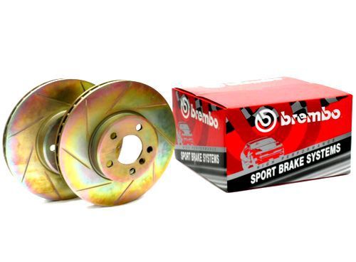 2 brembo 33s60022 new-slotted rear rotors brake disc set pair fits - audi / vw