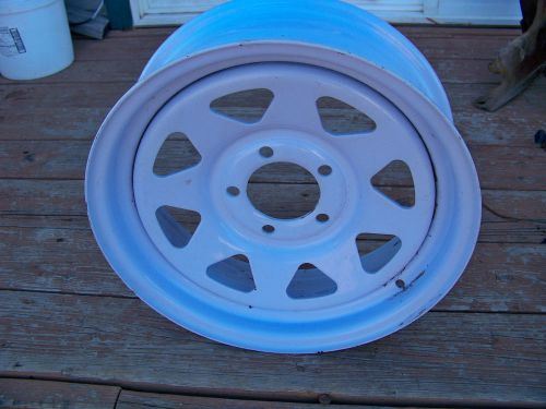 Trailer rim wheel 15" 15x5 4 1/2" lug pattern steel  wheel white 8 spoke 6" wide