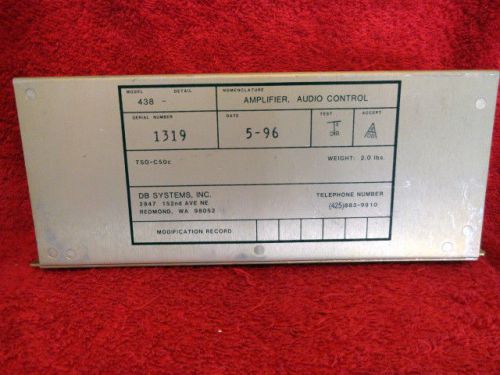 Db systems model 438 audio control amplifier