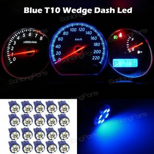 20x t10 6 smd led 12v w5w 194 blue light car speedometer instrument dash lamp