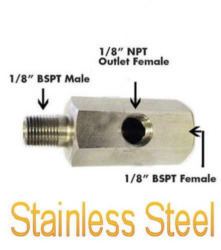 Bspt to npt tee 1/8" adapter pressure sensor gauge turbo oil fuel gas s.s. l-2y