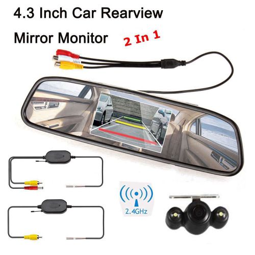 4.3&#034; lcd car rear view mirror monitor+2.4g wireless night vision backup camera