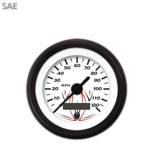 Aurora 1056 speedometer gauge sae pinstripe white, black needle, black trim ring