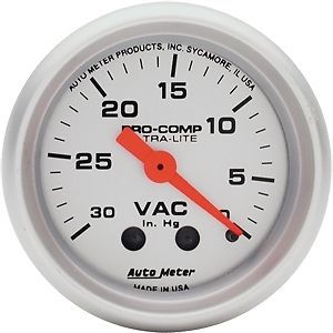 Auto meter 4384 ultra-lite series gauge  2&#034; vacuum (30&#034; hg)  mechanical