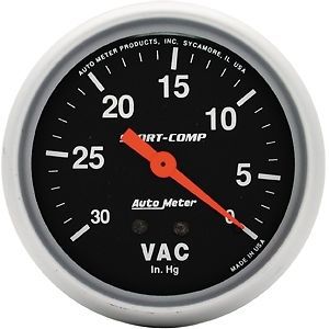 Auto meter 3484 sport-comp series gauge  2-5/8&#034; vacuum (30&#034; hg)  mechanical