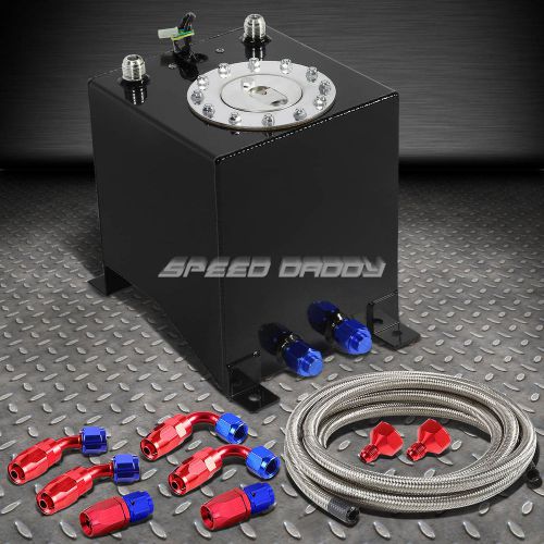 2.5 gallon/9.5l black aluminum fuel cell tank+level sender+steel fuel line kit