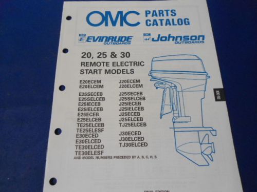 1989 omc evinrude/johnson parts catalog, 20,25 &amp; 30 remote elect. start models