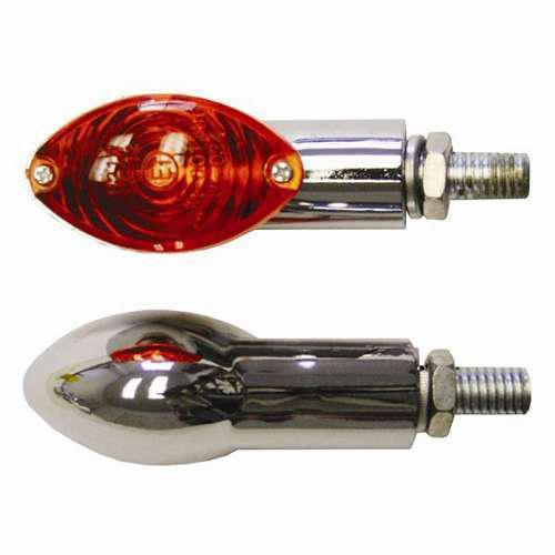 Chrome amber lens mini cat eye motorcycle signals indicators