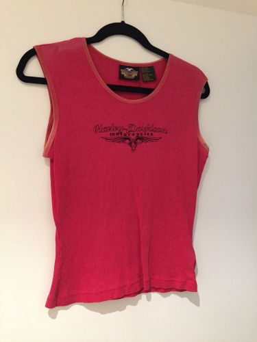 Harley-davidson usa women&#039;s top - red tank - embroidered logo - sz m - pre-owned