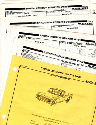 Mazda b1600 pick up body parts list frame original rare crash sheets mf
