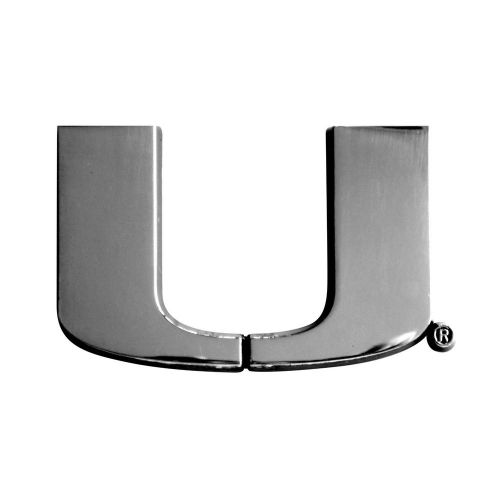 Fan mats university of miami chrome vehicle emblem chrome/black 1.8&#034;x3.2&#034;