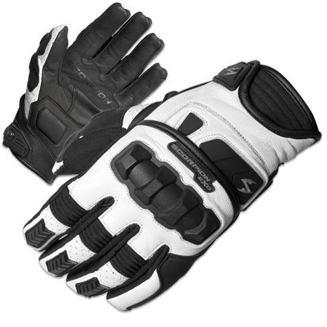 Scorpion mens white/black klaw ii leather motorcycle gloves