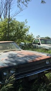 1969 1968/1969 coronet flat hood w/ hinges gr8 69 r/t/super bee ram air core