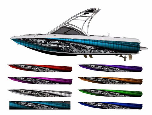 Robotron steampunk metal gears boat wrap - customized for your boat