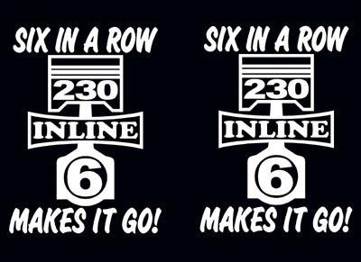 230 inline 6 piston decal set straight six engine emblem sticker i6 decals