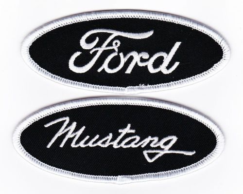 Black white ford mustang sew/iron on patch embroidered car cobra mach 1 5.0 v8