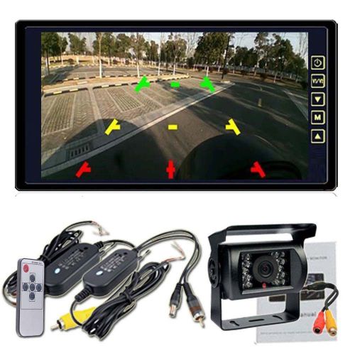 Wireless ir rear view backup camera night vision system +9&#034; monitor for rv truck