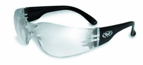 Rider motorcycle sport sunglasses black frame w/ clear mirror lens