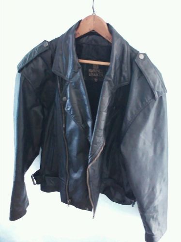 Mens black leather jacket medium vintage &#034;biker&#034; type