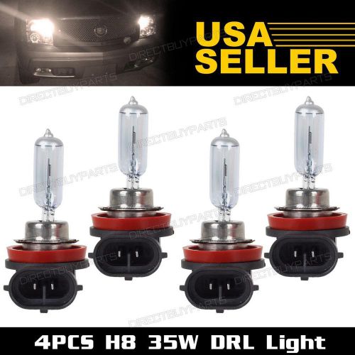 Pack4 h8 halogen daytime running drl lights 35w 8000k white high performance