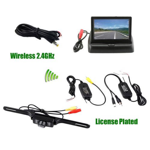 Car rear view system wireless backup camera night vision + 4.3&#034; tft lcd monitor