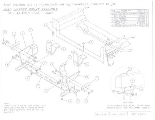 Snowbear snow plow mount kit jeep liberty 02-13 397-056 84121 64121