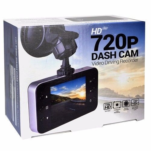 Car dashcam 720p hd - night vision 2.4&#034; screen &amp; windshield records to microsd